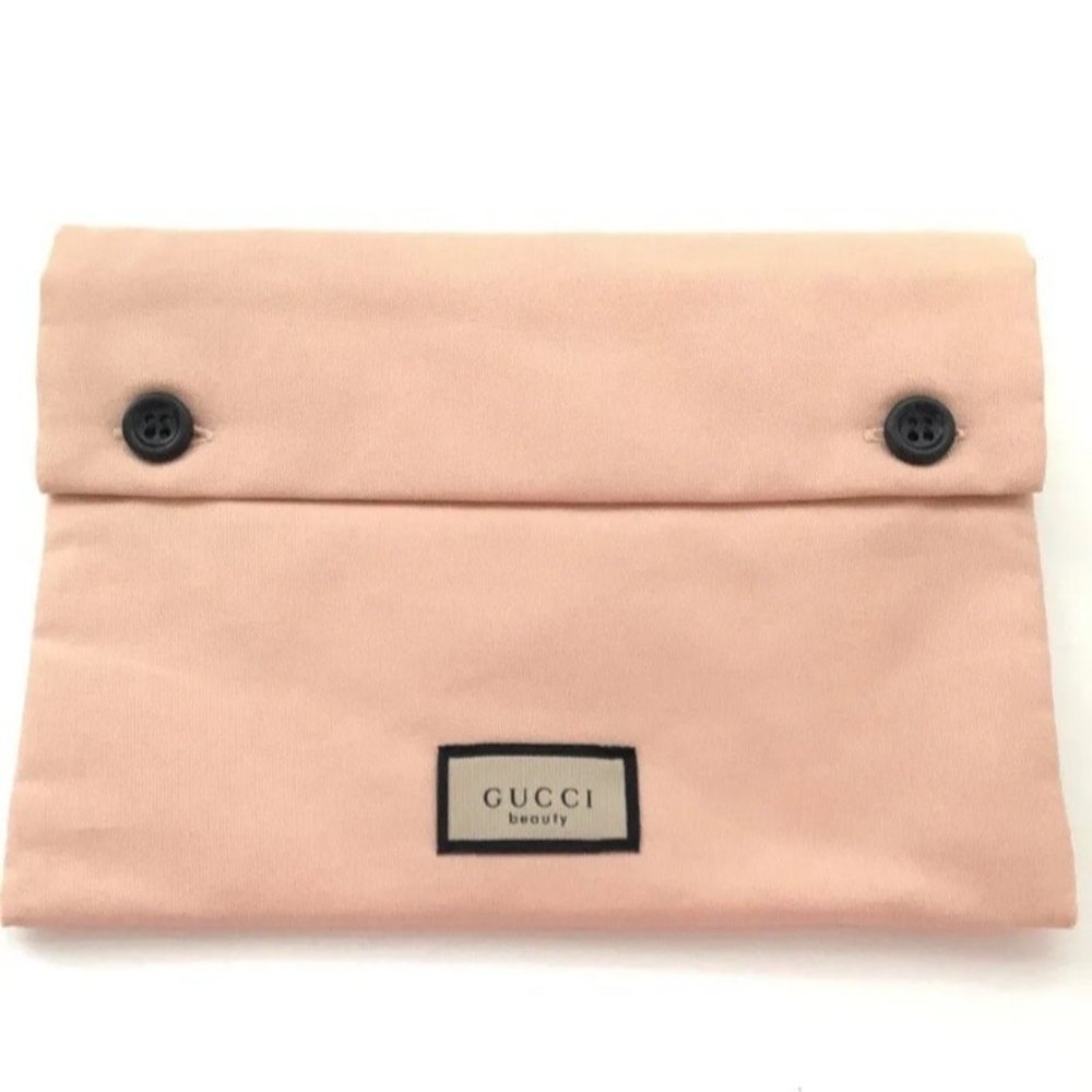 NFS NOT FOR SALE Gucci Beauty Pouch Light Pink Canvas Cosmetic Organizer Makeup - Picture 1 of 6